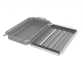 Kombi-Set 3-teilig Pfanne + V2A Rost Einzelstäbe + Flammabdeckung für Gastrobräter 3-flammig