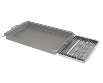 Kombi-Set 3-teilig Pfanne + V2A Rost Einzelstäbe + Flammabdeckung für Gastrobräter 6-flammig