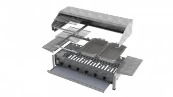 Lavastein Pfannen Grill Kombi 6-flammig 27 KW 2+1+1