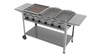 Lavastein Pfannen Grill Kombi 6-flammig 27 KW 2+1+1