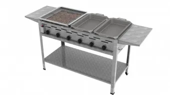 Lavastein Pfannen Grill Kombi 6-flammig 27 KW 2+1+1