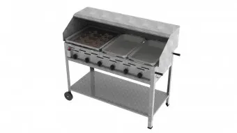 Lavastein Pfannen Grill Kombi 6-flammig 27 KW 2+1+1