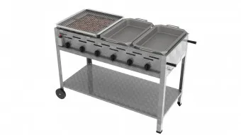 Lavastein Pfannen Grill Kombi 6-flammig 27 KW 2+1+1