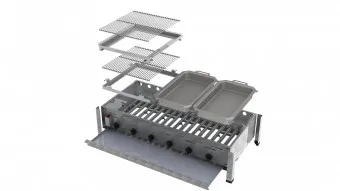 Lavastein Pfannen Grill Kombi 6-flammig 27 KW 2+1+1