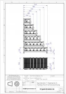 Lavastein Pfannen Grill Kombi 6-flammig 27 KW 2+1+1